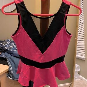 Bebe hot pink Peplum shirt xs